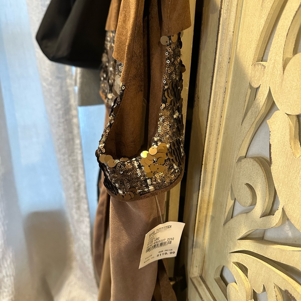 Save The Queen Camel and Sequin Tie Vest - Picture 8 of 10